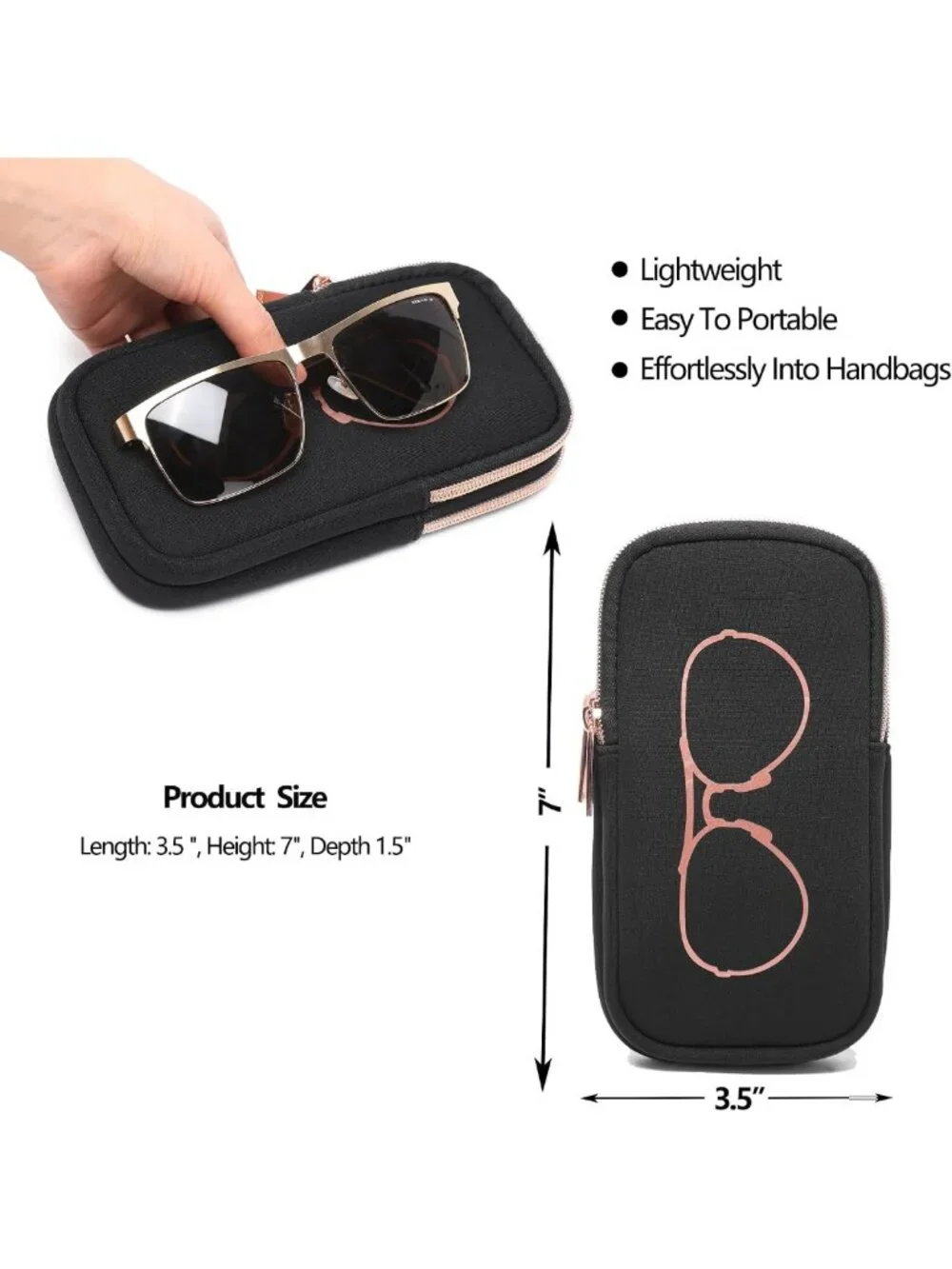 Stylish Double Eyeglass Case | Sunglasses Holder with 2 Compartments for Travel